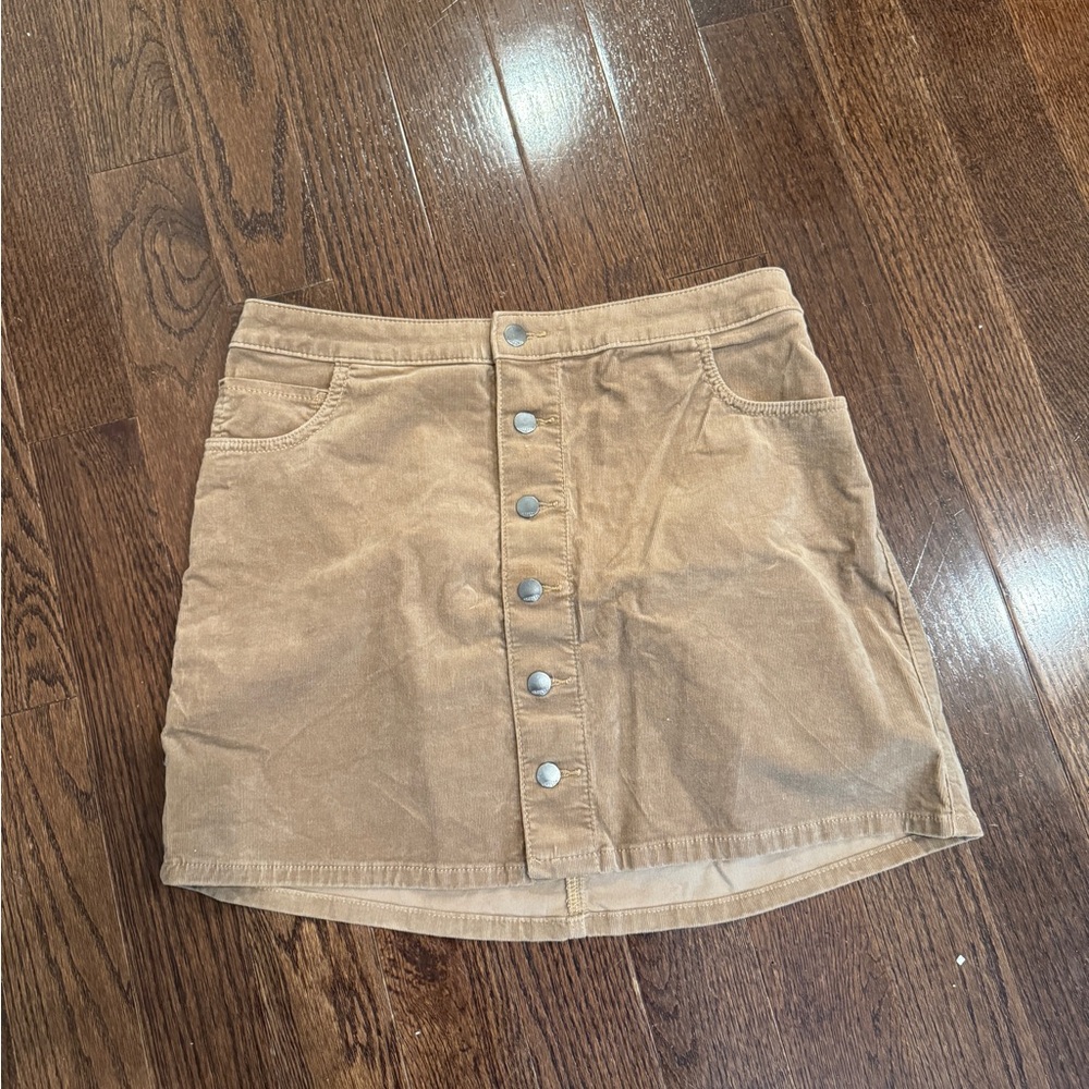 Express Tan Mini Skirt with Button Detail